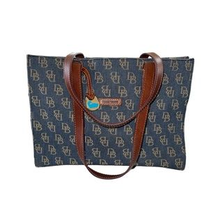 COPY - Dooney & Bourke Denim and Leather Signature East West Tote Gently Used C…